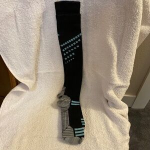 NWT Black Compression Socks with color accents, Men's sock size L